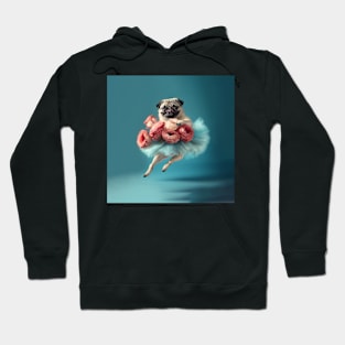 Pug Dog Ballerina TuTu Roses Hoodie